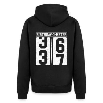 Birthday-O-Meter 37 Happy 37th Birthday Celebrant - Unisex Premium Organic Zip Hoodie - black - Back - Nico (187cm)