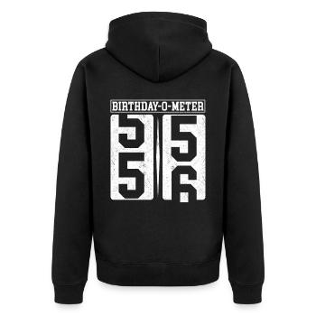 Birthday-O-Meter 56 Happy 56th Birthday Celebrant - Unisex Premium Organic Zip Hoodie - black - Back - Nico (187cm)