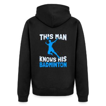 Badminton Federball - Unisex Premium Organic Zip Hoodie - black - Back - Nico (187cm)