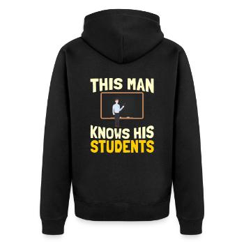 Lehrer Schule Schullehrer Pädagoge - Unisex Premium Bio Zip Hoodie - Schwarz - Hinten - Nico (187cm)