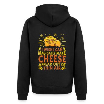 Cheese - Unisex Premium Organic Zip Hoodie - black - Back - Nico (187cm)