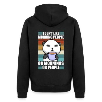 Sarcastic Panda Coffee Moody Lazy Animal - Unisex Premium Organic Zip Hoodie - black - Back - Nico (187cm)