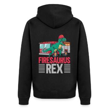 Firesaurus Rex Firefighter Fireman Dinosau - Unisex Premium Organic Zip Hoodie - black - Back - Nico (187cm)
