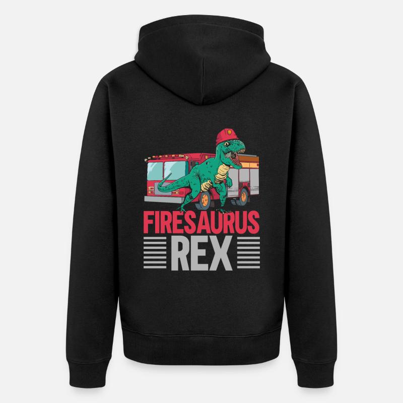 Firesaurus Rex Pompier Pompier Dinosau - Veste à capuche bio Premium Unisexe - noir