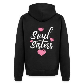 Soul Sisters Bestie Bester Freund Für immer Freundschaft - Unisex Premium Bio Zip Hoodie - Schwarz - Hinten - Nico (187cm)