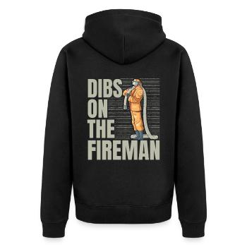 Dibs On The Fireman Firefighter Firefighter Fe - Unisex Premium Organic Zip Hoodie - black - Back - Nico (187cm)