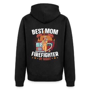 Meilleure mère pompier de jour au feu de nuit - Veste à capuche bio Premium Unisexe - noir - Dos - Nico (187cm)