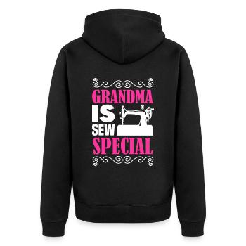 Grandma Is Sew Special Sewing Machine Knitting Qui - Unisex Premium Bio Zip Hoodie - Schwarz - Hinten - Nico (187cm)