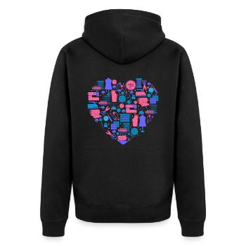 Women's Heart Sewing Knitting - Unisex Premium Bio Zip Hoodie - Schwarz - Hinten - Nico (187cm)