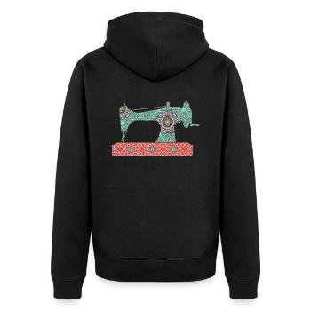 Sewing Machine Design For Quilting - Unisex Premium Bio Zip Hoodie - Schwarz - Hinten - Nico (187cm)