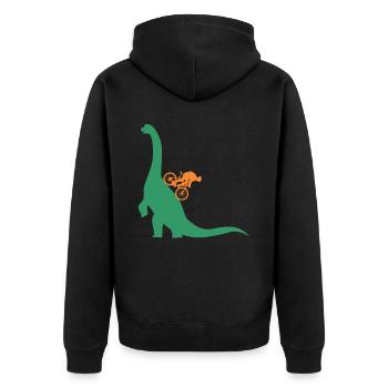 Dinosaur Mountain Bike Downhill Cycling Jersey MTB - Unisex Premium Organic Zip Hoodie - black - Back - Nico (187cm)