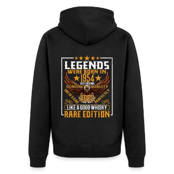 Legends Were Born in 1954, Aged Like Whisky - Unisex Premium Organic Zip Hoodie - black - Back - Nico (187cm)
