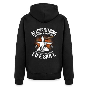 Forging Is Not a HobbySmith - Unisex Premium Organic Zip Hoodie - black - Back - Nico (187cm)