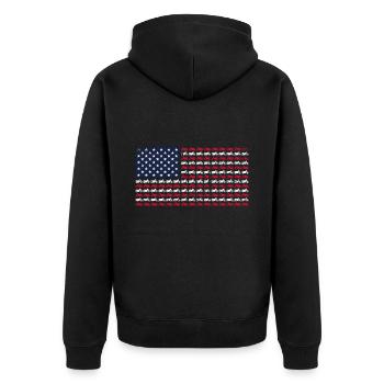 Vintage Motorcycle Biker American Flag 4th of July - Unisex Premium Organic Zip Hoodie - black - Back - Nico (187cm)