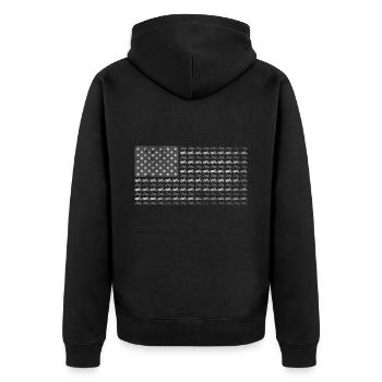 Retro Motorcycle American Flag July 4th USA Biker - Unisex Premium Organic Zip Hoodie - black - Back - Nico (187cm)