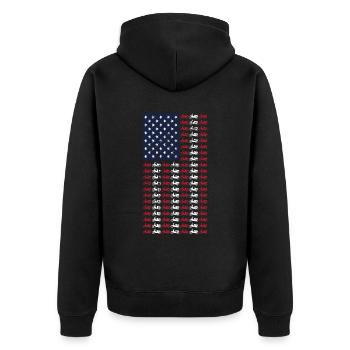 Vintage Moped American Flag 4. Juli Roller - Unisex Premium Bio Zip Hoodie - Schwarz - Hinten - Nico (187cm)