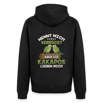 Die Kakapos lieben mich Papagei - Unisex Premium Bio Zip Hoodie - Schwarz - Hinten - Nico (187cm)