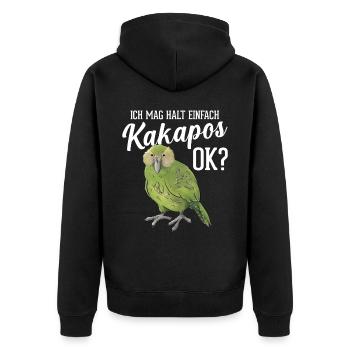 Ich mag halt Kakapos Papagei - Unisex Premium Bio Zip Hoodie - Schwarz - Hinten - Nico (187cm)
