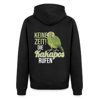 Keine Zeit die Kakapos rufen Papagei - Unisex Premium Bio Zip Hoodie - Schwarz - Hinten - Nico (187cm)