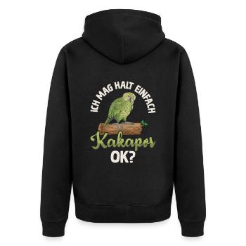 Ich mag halt Kakapos Papagei - Unisex Premium Bio Zip Hoodie - Schwarz - Hinten - Nico (187cm)