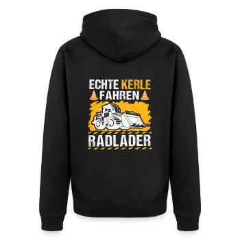 Echte Kerle Radlader Radladerfahrer - Unisex Premium Bio Zip Hoodie - Schwarz - Hinten - Nico (187cm)