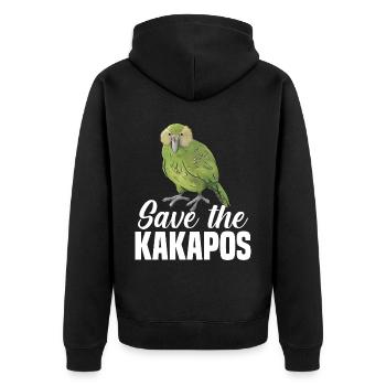 Rettet die Kakapos Papagei Tierschutz - Unisex Premium Bio Zip Hoodie - Schwarz - Hinten - Nico (187cm)