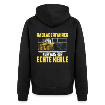 Radlader echte Kerle Radladerfahrer Bauarbeiter - Unisex Premium Bio Zip Hoodie - Schwarz - Hinten - Nico (187cm)