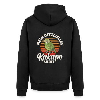 Papagei retro mein offizielles Kakapo - Unisex Premium Bio Zip Hoodie - Schwarz - Hinten - Nico (187cm)