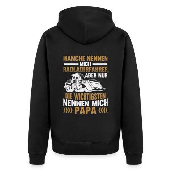 Radladerfahrer Papa Radlader Bauarbeiter - Unisex Premium Bio Zip Hoodie - Schwarz - Hinten - Nico (187cm)