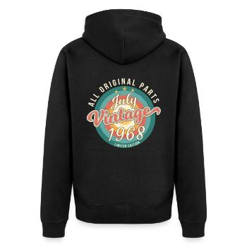 1968 Juli Alles Original - Unisex Premium Bio Zip Hoodie - Schwarz - Hinten - Nico (187cm)