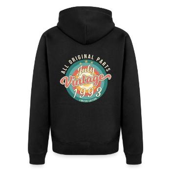 Beste Geschenkidee Für Juli 1993 - Unisex Premium Bio Zip Hoodie - Schwarz - Hinten - Nico (187cm)
