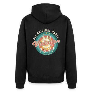 Birthday greeting 1981 In July - Unisex Premium Organic Zip Hoodie - black - Back - Nico (187cm)