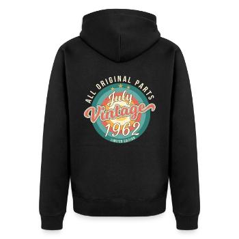 1962 Juli Zum 60ten Geburtstag - Unisex Premium Bio Zip Hoodie - Schwarz - Hinten - Nico (187cm)