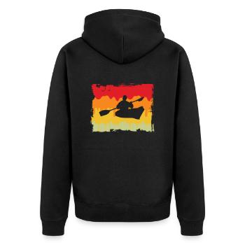 Kanu Retro - Unisex Premium Bio Zip Hoodie - Schwarz - Hinten - Nico (187cm)