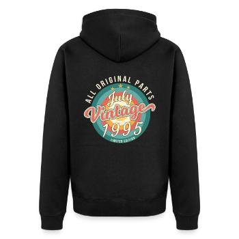 Beste Geschenkidee Für Juli 1995 - Unisex Premium Bio Zip Hoodie - Schwarz - Hinten - Nico (187cm)