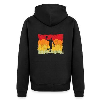 Basketball Retro - Unisex Premium Bio Zip Hoodie - Schwarz - Hinten - Nico (187cm)