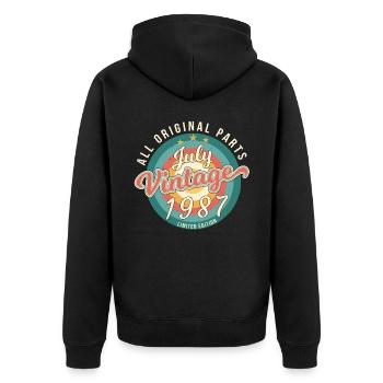 Im Juli 1987 Geboren - Unisex Premium Bio Zip Hoodie - Schwarz - Hinten - Nico (187cm)