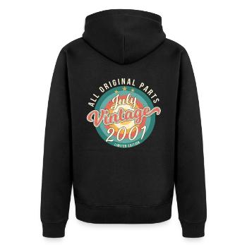 Year of construction 2001 in July - Unisex Premium Organic Zip Hoodie - black - Back - Nico (187cm)