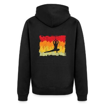 Yoga Retro - Unisex Premium Bio Zip Hoodie - Schwarz - Hinten - Nico (187cm)
