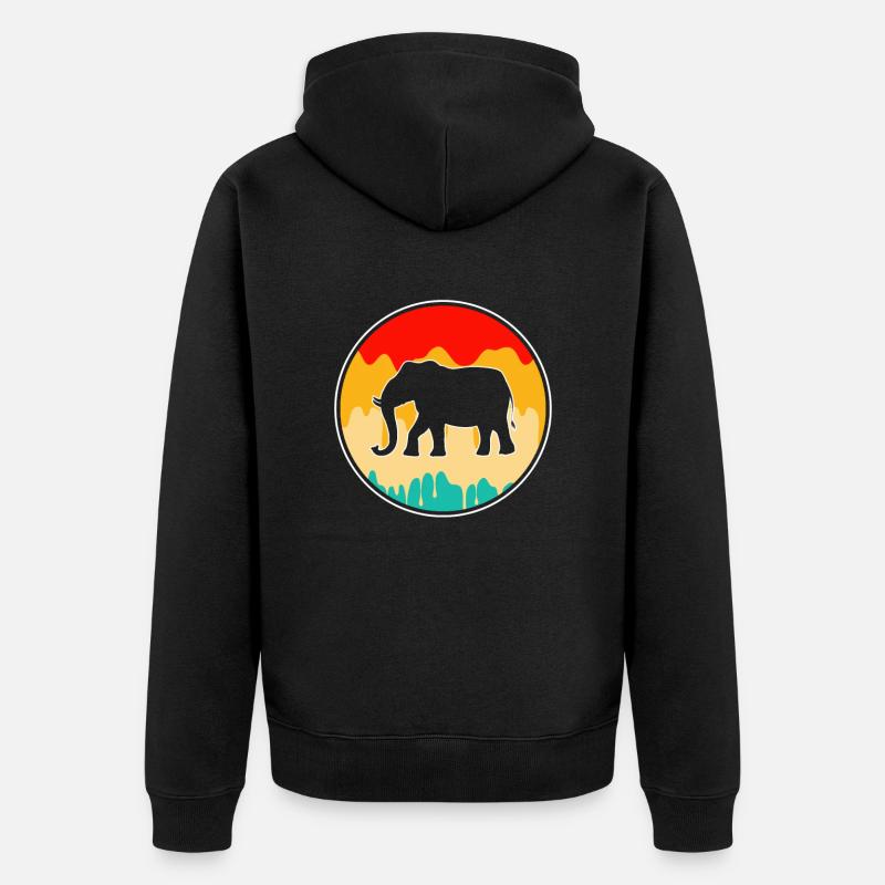 Rétro éléphant - Veste à capuche bio Premium Unisexe - noir