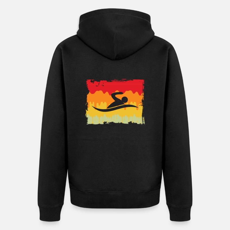 Natation Rétro - Veste à capuche bio Premium Unisexe - noir