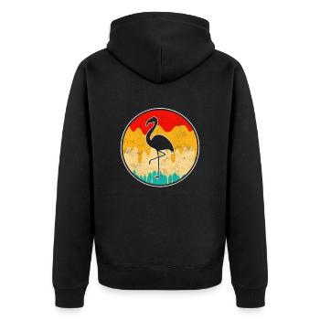 Flamant Rose Rétro - Veste à capuche bio Premium Unisexe - noir - Dos - Nico (187cm)