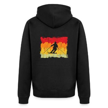 Ski Retro - Unisex Premium Bio Zip Hoodie - Schwarz - Hinten - Nico (187cm)