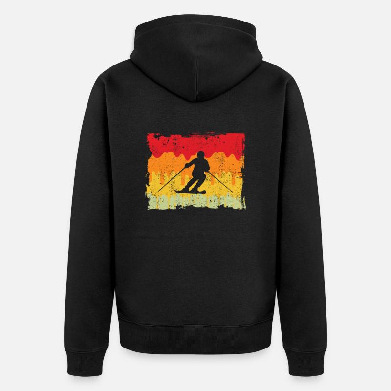 Ski Retro - Unisex Premium Bio Zip Hoodie - Schwarz
