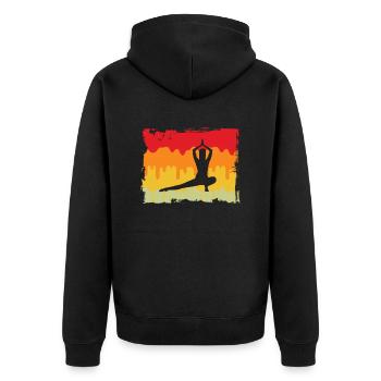 Yoga Retro - Unisex Premium Bio Zip Hoodie - Schwarz - Hinten - Nico (187cm)