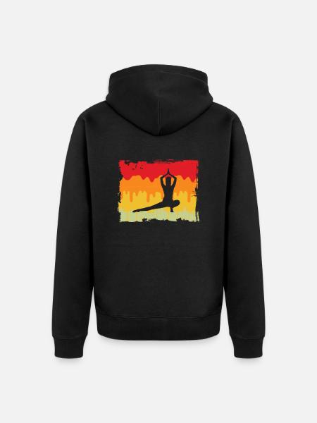 Yoga Retro - Unisex Premium Bio Zip Hoodie - Schwarz