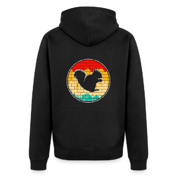 Squirrel Retro - Unisex Premium Organic Zip Hoodie - black - Back - Nico (187cm)