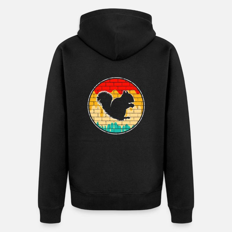 Écureuil Rétro - Veste à capuche bio Premium Unisexe - noir
