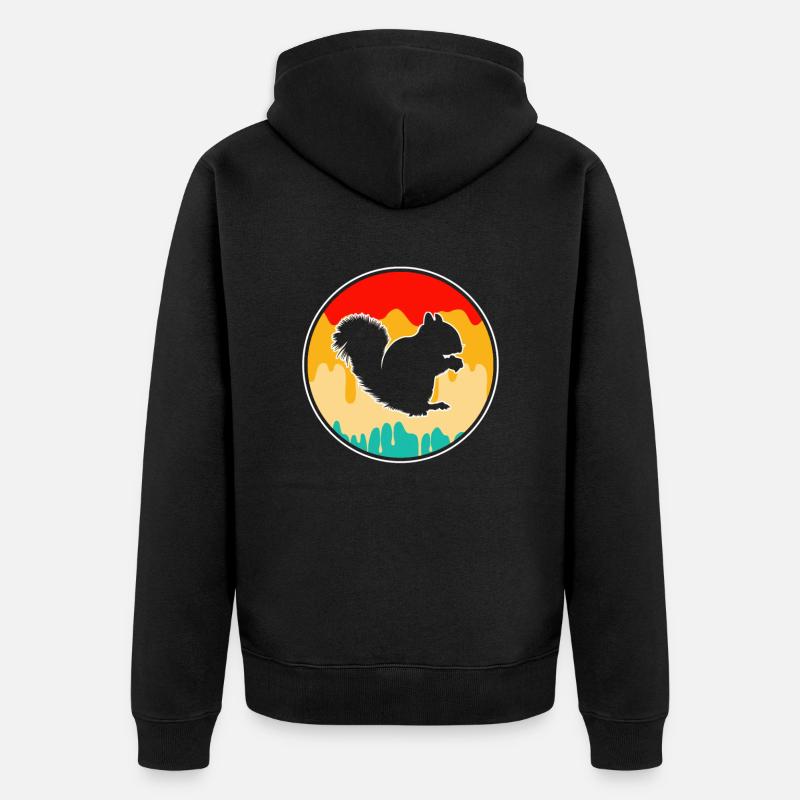 Eichhörnchen Retro - Unisex Premium Bio Zip Hoodie - Schwarz