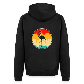 Flamant Rose Rétro - Veste à capuche bio Premium Unisexe - noir - Dos - Nico (187cm)